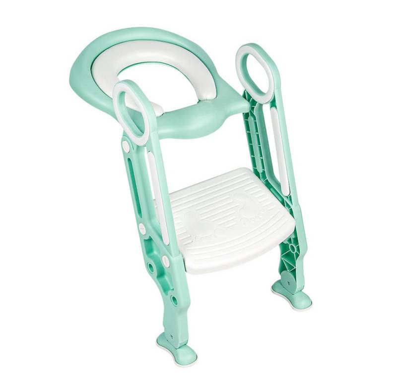 JEOBEST Toilettentrainer Töpfchen Toilettensitz Baby mit Treppe, WC Sitz mit PVC Gepolsterter, Höhenverstellbar und Faltbar, Rutschfest mit Spritzschutz von JEOBEST