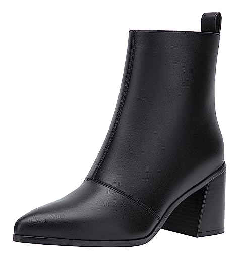 Jeossy 9635 Damen-Stiefeletten mit klobigem Absatz, spitzer Zehenbereich, gestapelter Blockabsatz, B-Heeled Boots, 9632, Schwarz, 42 EU von JEOSSY
