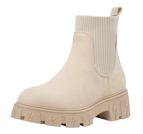 Jeossy Damen 9610 Stiefeletten, Chelsea, Plateau, klobiger Absatz, elastische Sohle, Booties, Nude-Strick Chelsea, 9 Jeossy Damen 9610 Stiefeletten, Chelsea, Plateau, klobiger Absatz, elastische Sohle, Booties, Nude-Strick Chelsea, 9 von JEOSSY