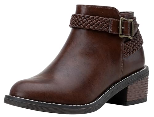 Jeossy Damen 9616 Stiefeletten Niedriger Absatz Kurze Herbststiefel mit seitlichem Reißverschluss, Herbststiefel-9616-whisky, 40 EU von JEOSSY