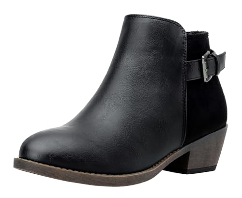 Jeossy Damen 9617 Mode Stiefeletten Chunky Low Heel Western Booties mit Reißverschluss, Booties-9617-black PU, 40 EU von JEOSSY