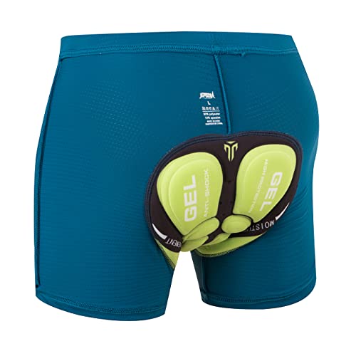 Radunterhose Herren Gepolstert Fahrradunterhose Radlerunterhose mit Sitzpolster MTB Unterhose Herren Fahrrad Unterwäsche (XXL, Blau-02) von JEPOZRA