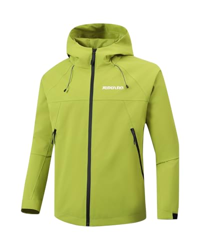 JEPOZRA Regenjacke Herren Wasserdicht Atmungsaktiv Fahrrad Jacke Leichte Windbreaker Outdoorjacke Kapuze Freizeitjacke zum Freizeit Wandern (M, Grün) von JEPOZRA