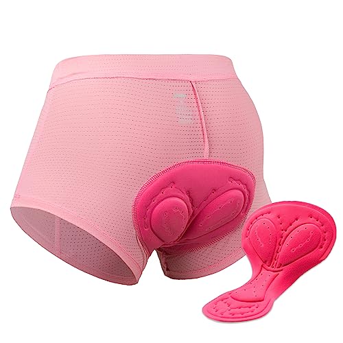 JEPOZRA Sports Damen Fahrrad Unterwäsche Gepolstert Sitzpolster Atmungsaktiv Fahrradunterhose Kurz Radlerhose funktionsunterwäsche (M,Rot) von JEPOZRA