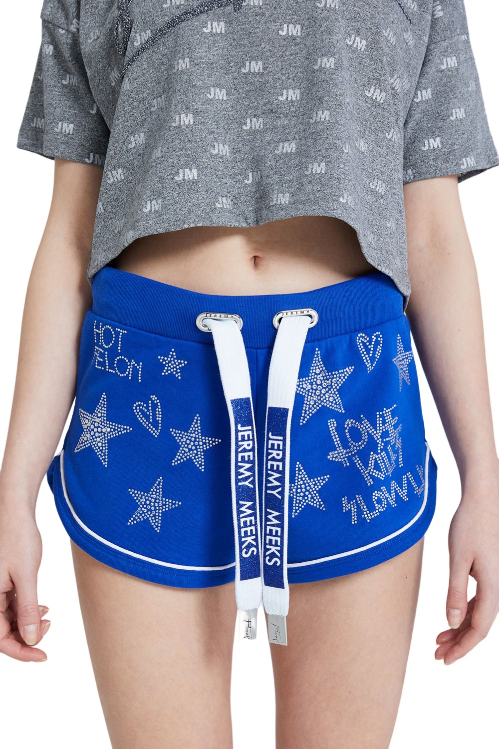 JEREMY MEEKS Damen Hot Pants mit Glitzersteinen Ilva Blau von JEREMY MEEKS