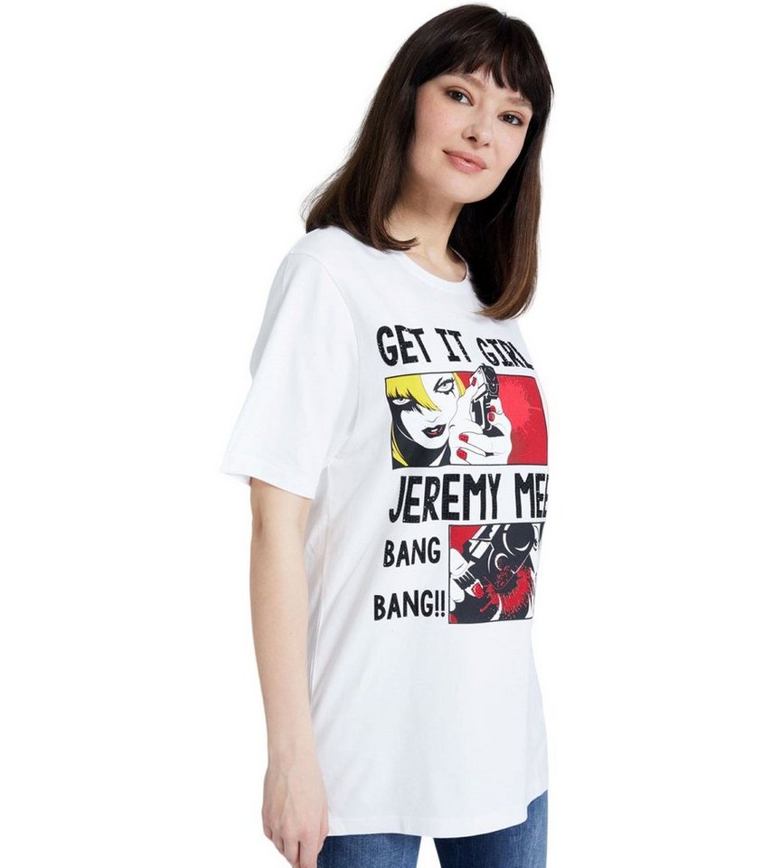 JEREMY MEEKS Rundhalsshirt JEREMY MEEKS Damen Kurzarm-Shirt Mafalda Get it Girl-Frontprint Sommer-Shirt Weiß von JEREMY MEEKS