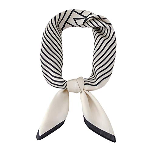 JERLA Silk Like Scarf Damen Fashion Muster Medium Square Satin Kopftuch 27.5" x 27.5" - Weiß - Medium von JERLA