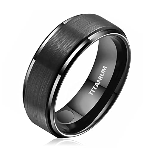 JEROOT Titan Magnetischer Ringe, 8mm Schwarz Magnetring Herren Damen, Therapeutischer Magnetische Rings Polierter Lifestyle-Ring Starker Magnet (3500 Gauss) von JEROOT