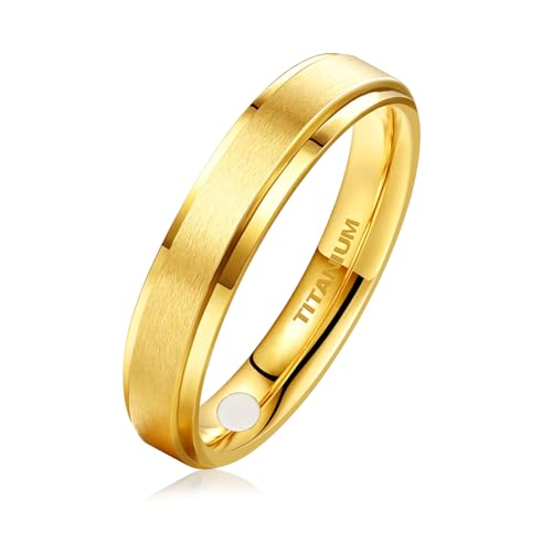 JEROOT Titan Magnetischer Ringe, Magnetring Herren Damen, Magnetische Rings für Herren Damen Therapeutischer Magnetring Polierter Lifestyle-Ring Starker Magnet (3500 Gauss) (59 (18.95), Gold-5mm) von JEROOT