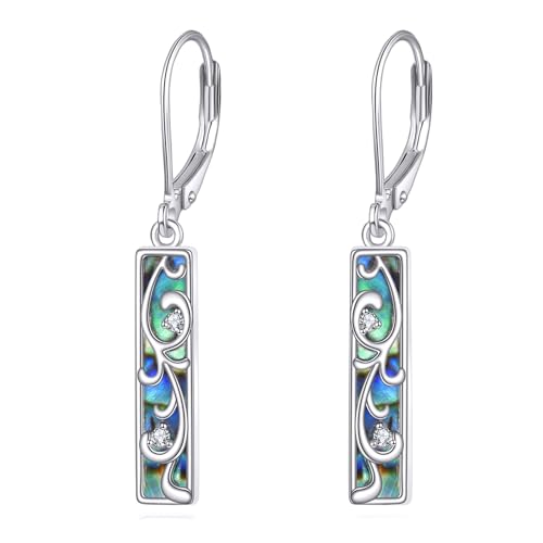 Abalone Filigran Ohrringe Hängend S925 Sterling Silber Bar Filigran Leverback Ohrringe Filigran Schmuck für Damen Frauen Mütter Geschenke von JERWLI