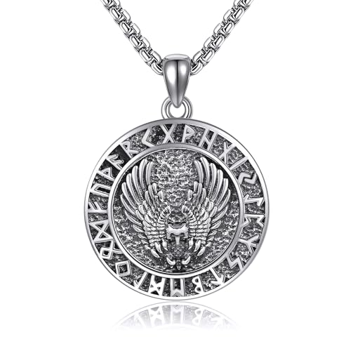 Adler Kette 925 Sterling Silber Wikinger Adler Anhänger Halskette Adlerschmuck Geschenke für Männer Damen Frauen Jungen Ehemann von JERWLI