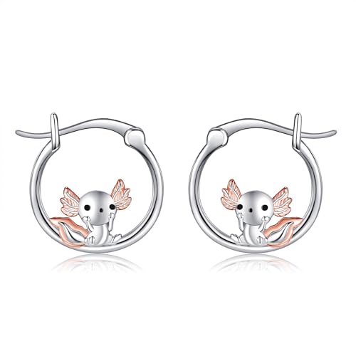 Axolotl Ohrringe Sterling Silber 925 Axolotl Hoop Ohrringe süße Ohrringe Axolotl Schmuck Geschenk für Frauen Mädchen Kinder Kinder von JERWLI