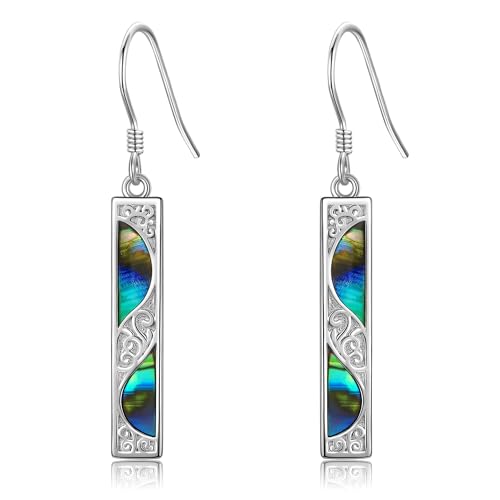 Bar Filigrane Abalone Shell Ohrringe 925 Sterling Silber Abalone Drop Dangle Ohrringe Bar Schmuck für Frauen von JERWLI