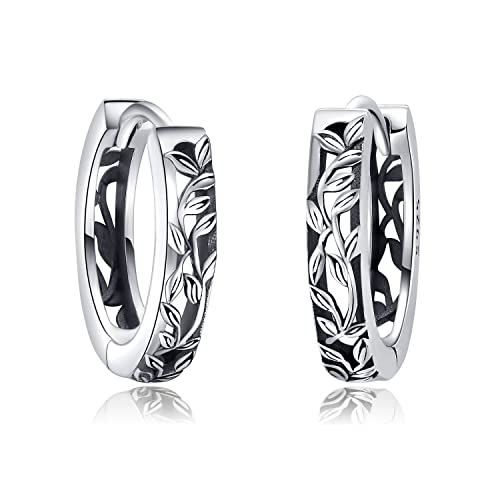 Baum des Lebens Ohrringe 925 Sterling Silber Vintage Blatt Creolen Ohrringe Keltisch Baum des Lebens Schmuck Geschenke für Damen Frauen Mädchen Männer Mutter von JERWLI