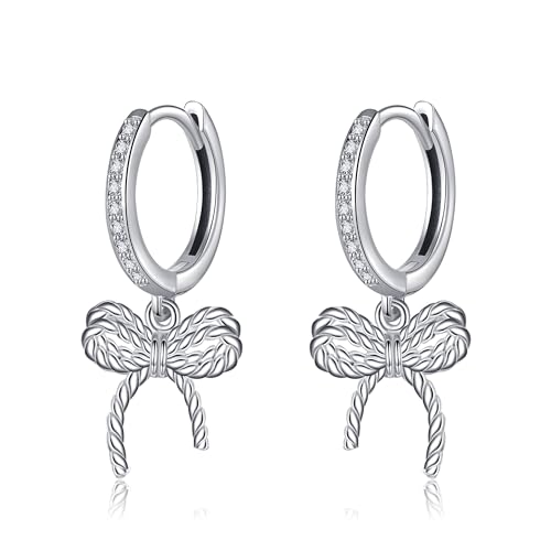 Bow Ohrringe Sterling Silber Bogen Käufer Ohrringe Dangle 925 Silber Bögen Drop Ohrringe Schmuck für Frauen Mädchen von JERWLI