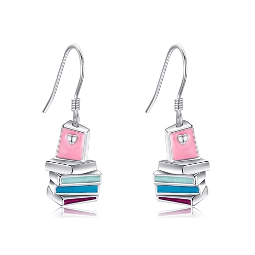 JERWLI Buch Ohrringe 925 Sterling Silber Buch Dangle Drop Ohrringe Für Frauen Spaß Lehrer Buch Ohrringe Schmuck Buch Liebhaber Geschenke für Frauen Lehrer Mädchen JERWLI Buch Ohrringe 925 Sterling Silber Buch Dangle Drop Ohrringe Für Frauen Spaß Lehrer Buch Ohrringe Schmuck Buch Liebhaber Geschenke für Frauen Lehrer Mädchen von JERWLI