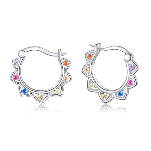 Chakra Ohrringe 925 Sterling Silber Petal Floral Lotus Creolen Ohrringe Chakra Schmuck Yoga Geschenke für Damen Frauen Mädchen Mutter Chakra Ohrringe 925 Sterling Silber Petal Floral Lotus Creolen Ohrringe Chakra Schmuck Yoga Geschenke für Damen Frauen Mädchen Mutter von JERWLI