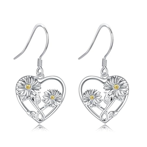 Daisy Ohrringe Sterling Silber Daisy Dangle Ohrringe Schmuck Geschenke für Frauen Teen Mädchen Mutter Freunde Freundin von JERWLI