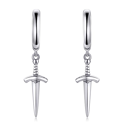 Schwert Ohrringe 925 Sterling Silber Schwert Dangle Drop Ohrringe Schwert Schmuck Geschenke für Damen Frauen Mädchen Männer von JERWLI