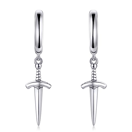 Schwert Ohrringe 925 Sterling Silber Schwert Dangle Drop Ohrringe Schwert Schmuck Geschenke für Damen Frauen Mädchen Männer von JERWLI