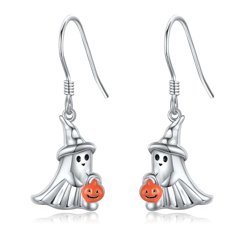 Geister Ohrringe, Gothic Kürbis Ohrringe, S925 Sterlingsilber, niedliche Halloween Ohrringe, Herbst Ohrringe, Geister Schmuck, Geschenke für Frauen, Teenager, Mädchen von JERWLI