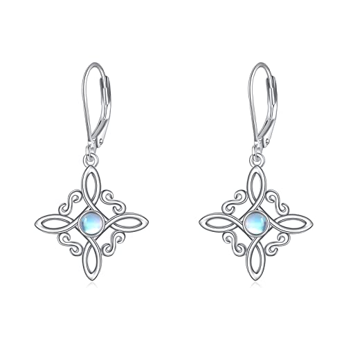 Hexen Knoten Ohrringe Sterling Silber Hexe Magische Knoten Ohrringe Mondstein Pagan Schmuck Keltische Kreuz Schmuck für Frauen Mädchen von JERWLI