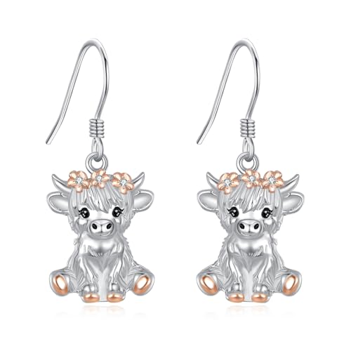 Hochland Kuh Ohrringe 925 Sterling Silber Niedlich Highland Cow Anhänger Ohrringe Schmuck Geschenke Für Frauen Damen Mütter Tierliebhaber von JERWLI