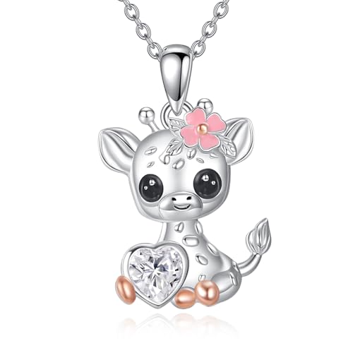 JERWL Giraffen Halskette 925er Sterlingsilber süßer Giraffen-Anhänger Tierschmuck Geschenke für Frauen von JERWLI