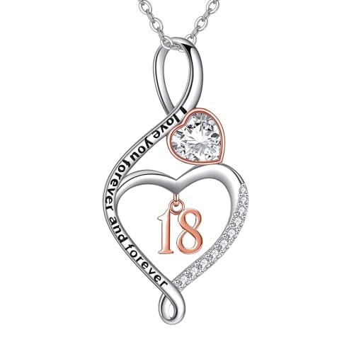 JERWLI 18 Herz-Halskette aus 925 Sterling Silber, 18. Geburtstags-Anhänger-Halskette, Herzschmuck für Frauen, Geschenke. JERWLI 18 Herz-Halskette aus 925 Sterling Silber, 18. Geburtstags-Anhänger-Halskette, Herzschmuck für Frauen, Geschenke. von JERWLI