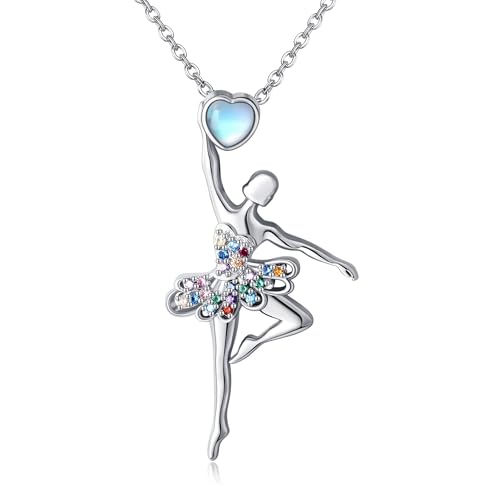 JERWLI Ballerina Halskette 925 Sterling Silber Ballett Anhänger Schmuck für Frauen und Mädchen, Tanz Halskette für Anlässe und Geschenke von JERWLI