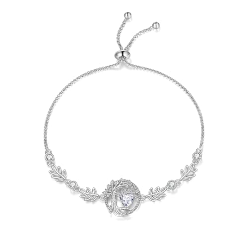 JERWLI Baum des Lebens Armband 925 Sterling Silber Baum des Lebens Schmuck Jubiläums Geburtstag Weihnachten Geschenke für Frauen Damen Mütter Liebhaber von JERWLI
