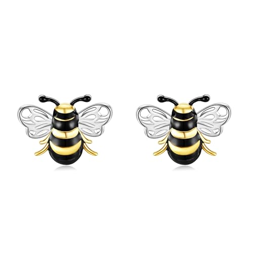 JERWLI Bienen Ohrringe 925 Sterling Silber Bienen Stud Ohrringe Schmuck Geschenke für Frauen Mädchen Bienen Liebhaber von JERWLI