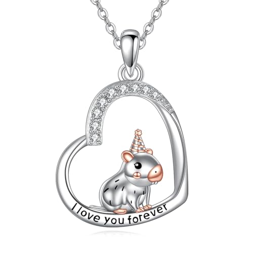 JERWLI Capybara-Geburtstagsgeschenke 925er Sterlingsilber Capybara-Halskette Schmuckgeschenke für Frauen Liebhaber von JERWLI
