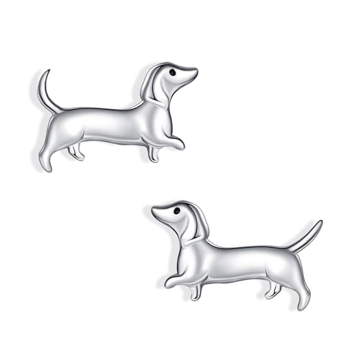 JERWLI Dackel-Ohrringe, 925er Sterlingsilber, Ohrstecker, Dackelschmuck, Geschenk für Frauen von JERWLI