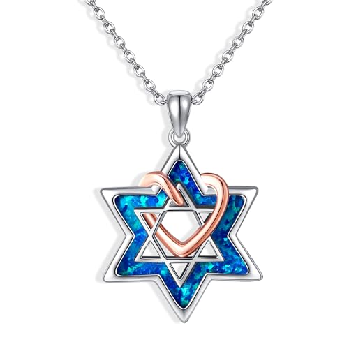 JERWLI Davidstern-Halskette aus 925er Sterlingsilber mit Davidstern-Anhänger, Schmuckgeschenk für Frauen von JERWLI