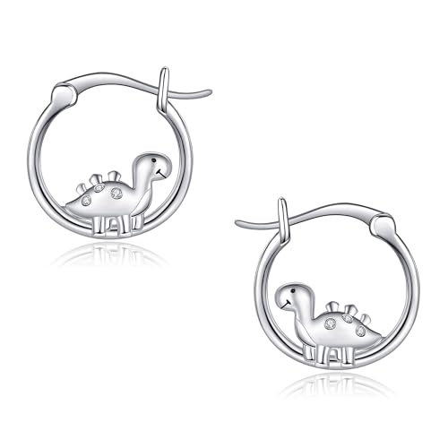 JERWLI Dinosaurier-Ohrringe für Damen, 925er Sterlingsilber, Dino-Ohrringe, Dinosaurier-Creolen, Schmuck, Geschenke für Damen JERWLI Dinosaurier-Ohrringe für Damen, 925er Sterlingsilber, Dino-Ohrringe, Dinosaurier-Creolen, Schmuck, Geschenke für Damen von JERWLI