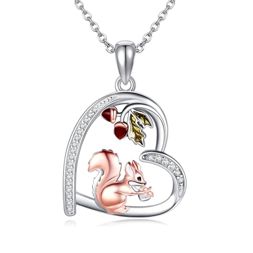 JERWLI Eichhörnchen Geschenke Eichhörnchen Halskette Sterling Silber 925 Eichhörnchen Anhänger Schmuck für Frauen Mädchen Eichhörnchen Liebhaber von JERWLI