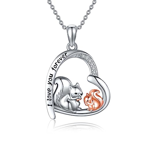 JERWLI Eichhörnchen Kette 925 Sterling Silber Nettes Eichhörnchen Anhänger Halskette Eichhörnchen Schmuck Geschenke für Damen Mädchen Eichhörnchen Liebhaber von JERWLI