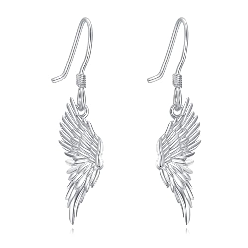 JERWLI Engel Flügel Ohrringe 925 Sterling Silber Engel Flügel Dangle Ohrringe Schmuck Geschenke für Frauen von JERWLI
