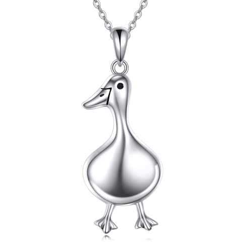JERWLI Ente Kette 925 Sterling Silber Enten Anhänger Halskette Winzige Ente Schmuck Geschenke für Damen Mädchen Ente Liebhaber von JERWLI