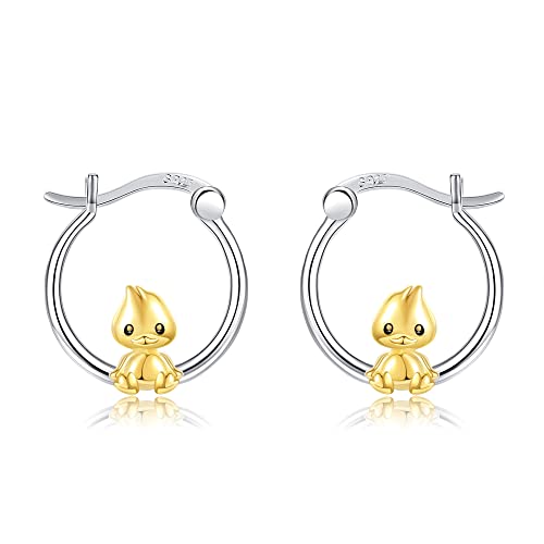 JERWLI Enten Ohrringe Sterling Silber Enten Hoop Ohrringe Enten Schmuck Tier Geschenke für Frauen Mädchen von JERWLI