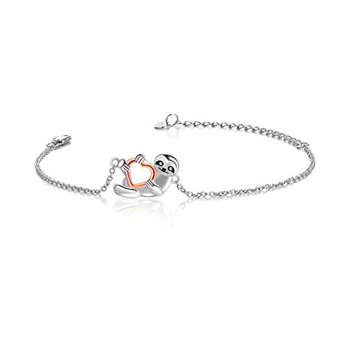 JERWLI Faultier Fußkettchen Silber 925 Niedliche Faultier Ankle Fußkette Faultier Schmuck Geschenk für Damen Mädchen Freunde Tier Wildtier Liebhaber von JERWLI