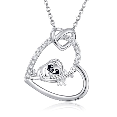 JERWLI Faultier Halskette 925 Sterling Silber Faultier Anhänger Schmuck Geschenke für Frauen Mädchen von JERWLI