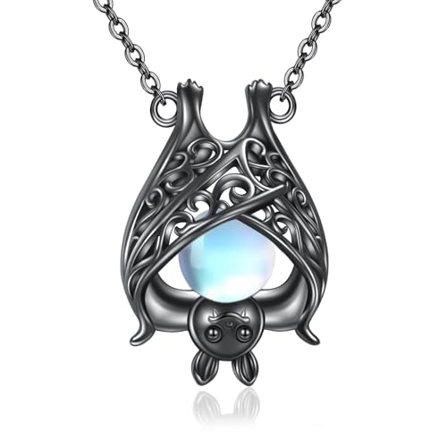 JERWLI Fledermaus-Halskette 925er Sterlingsilber Hexengeschenke Fledermaus-Gothic-Schmuck für Frauen Halloween von JERWLI