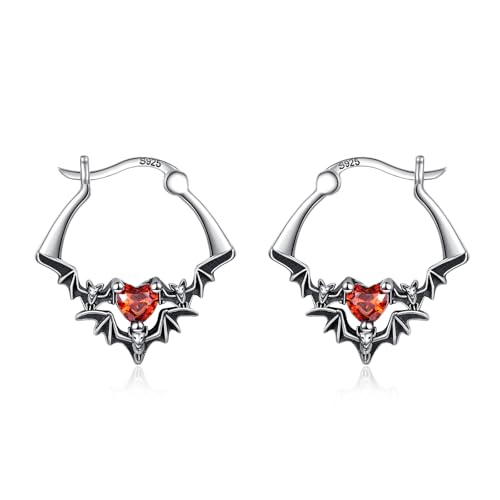 JERWLI Fledermaus-Ohrringe 925er Sterlingsilber Halloween-Creolen Gothic-Fledermaus Gothic-Halloween-Schmuck Geschenk für Frauen von JERWLI