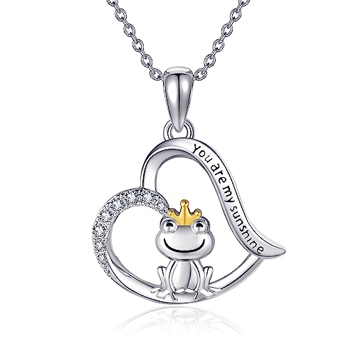 JERWLI Frosch Halskette 925 Sterling Silber Frosch Kette Schmuck Geschenk für Damen und Mädchen von JERWLI