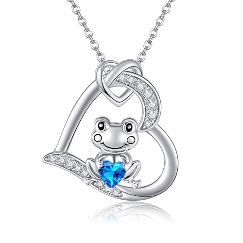 JERWLI Frosch Halskette 925 Sterling Silber Frosch Anhänger Halskette Frosch Schmuck Geschenke für Frosch Liebhaber Frauen von JERWLI