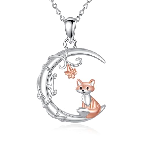 JERWLI Fuchs Halskette 925er Sterlingsilber Mondfuchs Anhänger Schmuck Geschenke für Frauen von JERWLI