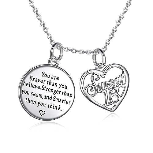 JERWLI Geburtstagsgeschenke für Frauen Mädchen 925 Sterling Silber Süße 16-Jahre alte Anhänger Halskette Jubiläum Muttertag Graduierung Schmuck von JERWLI