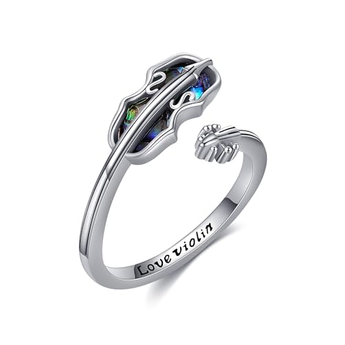 JERWLI Geigenring für Frauen 925 Sterling Silber Musik Geigenringe Verstellbare Ringe Geigenschmuck Geschenke für Geigerinnen Frauen Liebhaber (7) JERWLI Geigenring für Frauen 925 Sterling Silber Musik Geigenringe Verstellbare Ringe Geigenschmuck Geschenke für Geigerinnen Frauen Liebhaber (7) von JERWLI